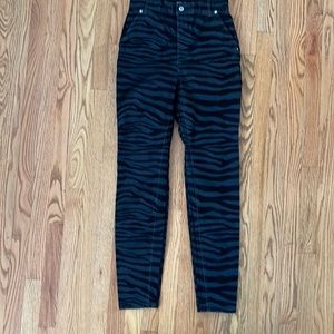 Just Cavalli black Tiger print slim jeans, sz 27